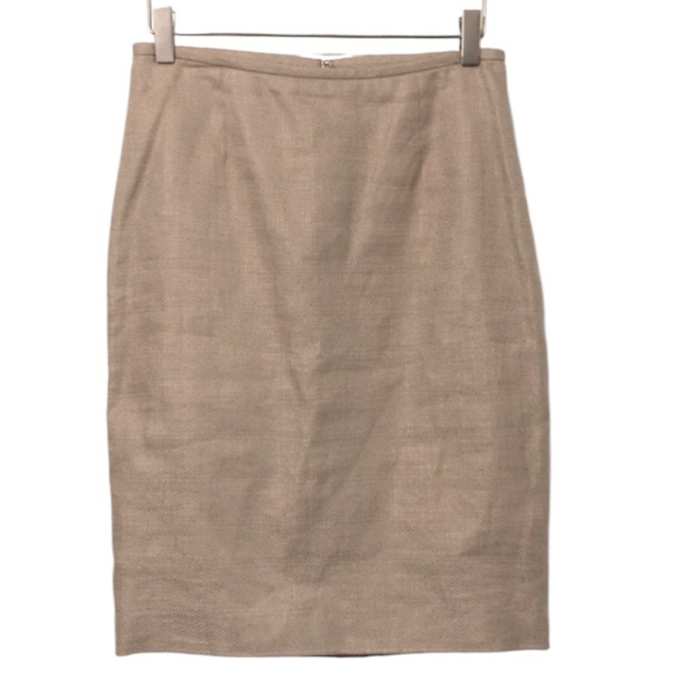 Calvin Klein Linen Blend Tan Beige Tailored Pencil Skirt Sz S